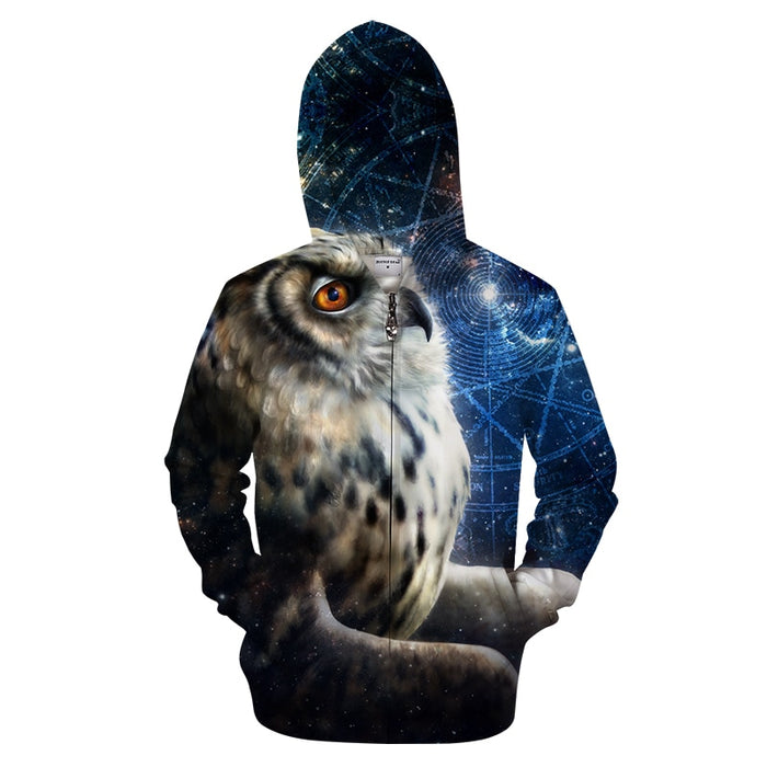 Time Traveler Owl Zip-up Hoodie