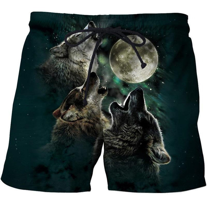 Three Wolves Howling Moon Shorts