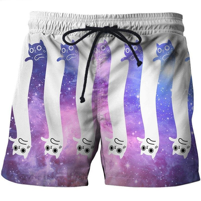 Purple Galaxy Cat Shorts