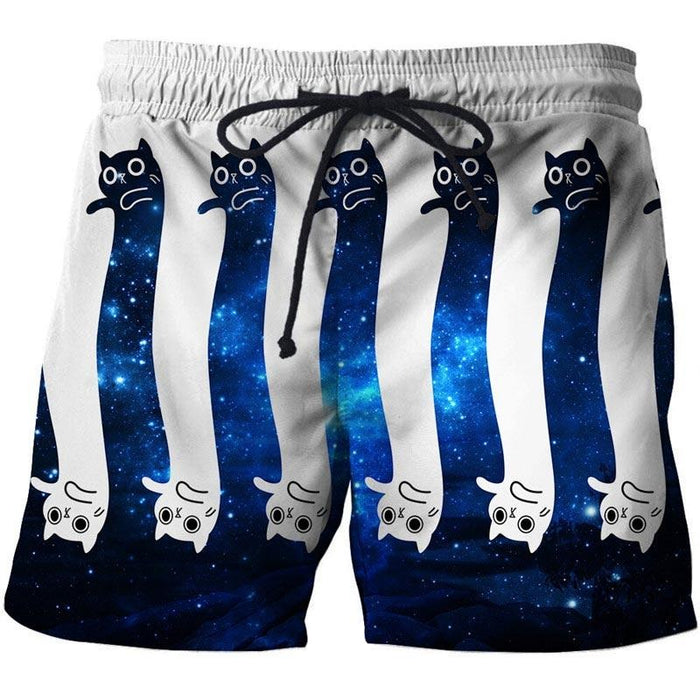 Blue Galaxy Cat Shorts