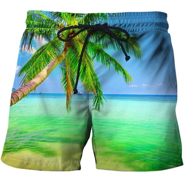 Vibrant Green Palm Tree Shorts
