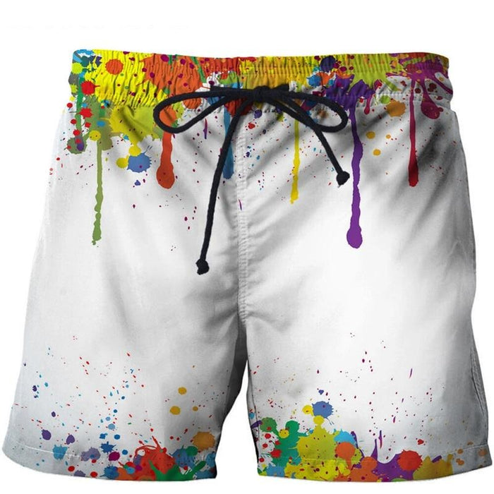 Rainbow Paint Splatter Shorts