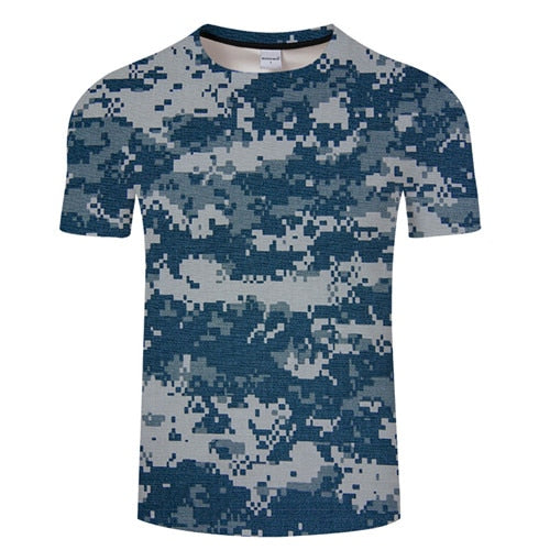 Blue Pixelated Camo T-Shirt