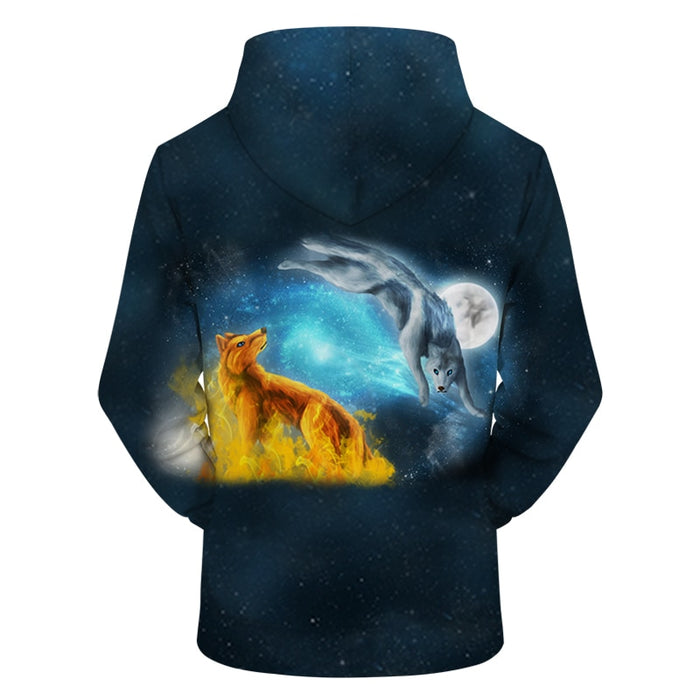 Fire & Ice Galaxy Wolves Hoodie