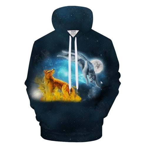 Fire & Ice Galaxy Wolves Hoodie