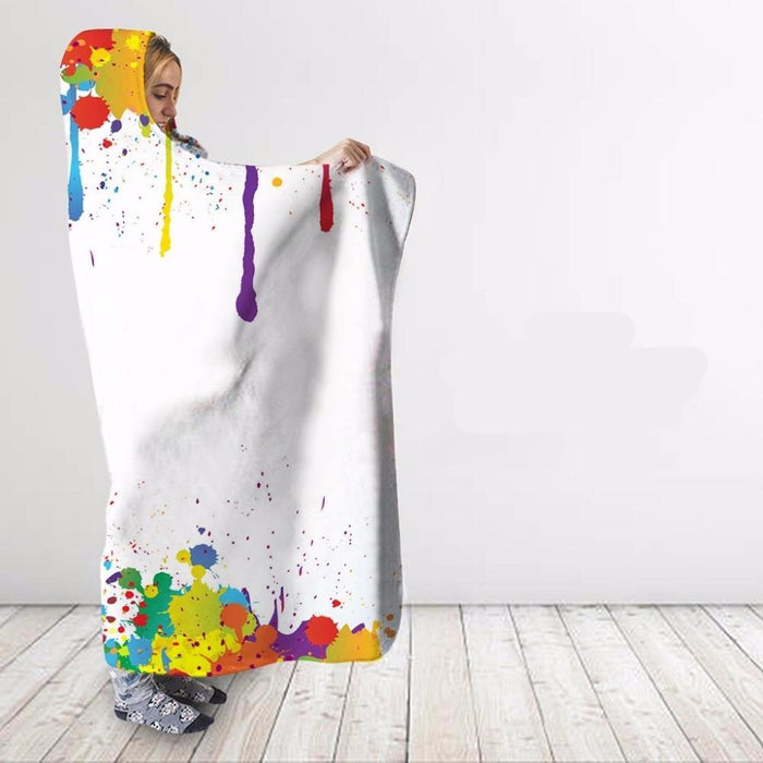 Rainbow Paint Splatter Blanket Hoodie