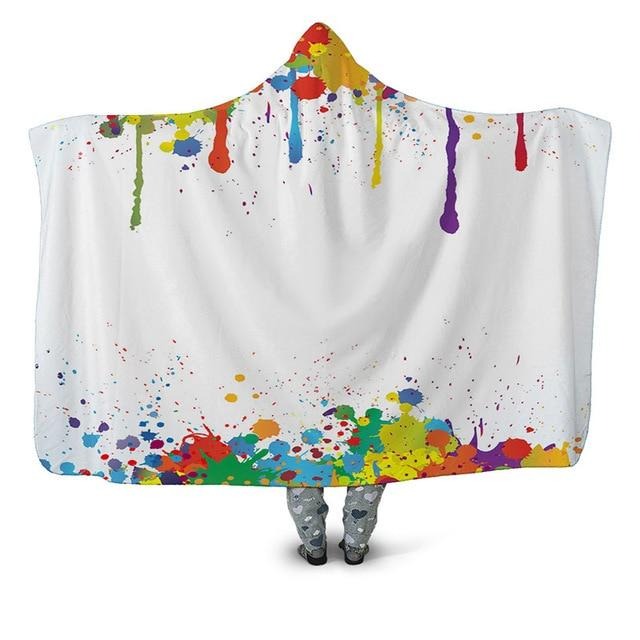 Rainbow Paint Splatter Blanket Hoodie