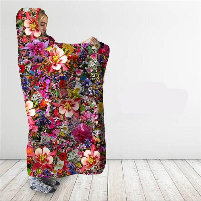 Multi-Flower Blanket Hoodie