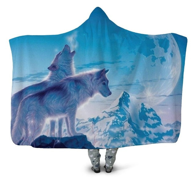 Winter Wolf Blanket Hoodie