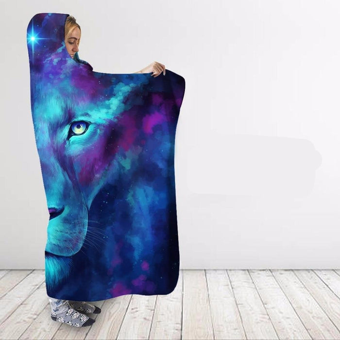 Purple Galaxy Lion Blanket Hoodie