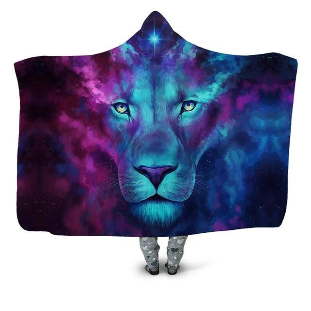 Purple Galaxy Lion Blanket Hoodie