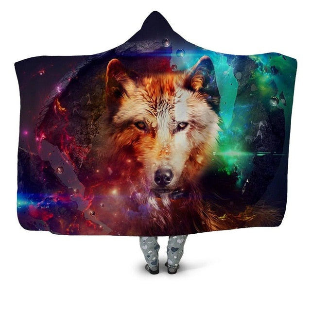 Lonely Galaxy Wolf Blanket Hoodie