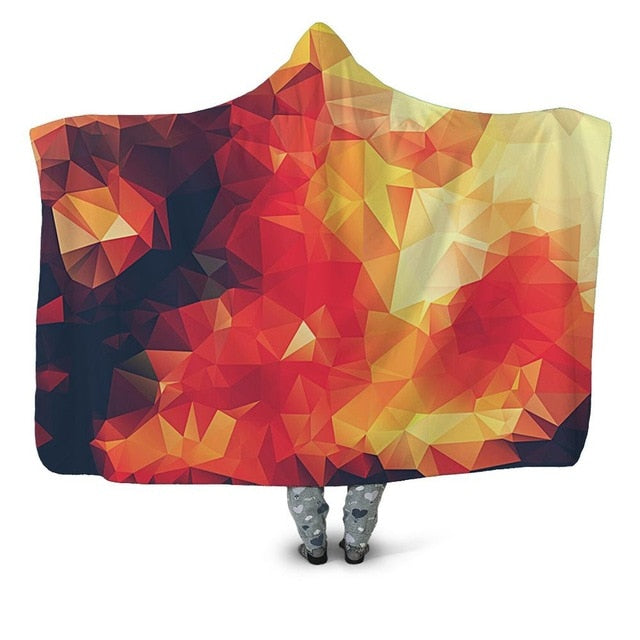 Fire Geometric Triangle Blanket Hoodie