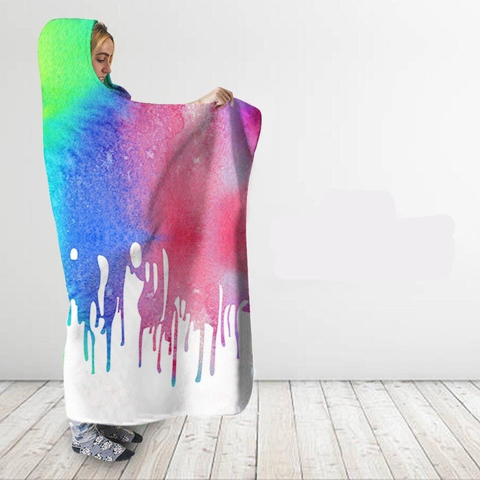 Rainbow Paint Drip Blanket Hoodie