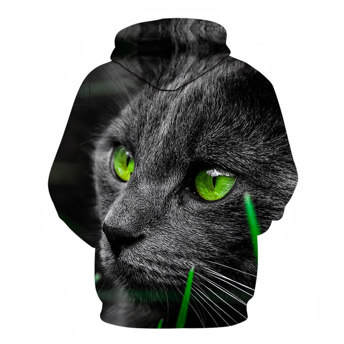 Big Green Eyes Cat Hoodie