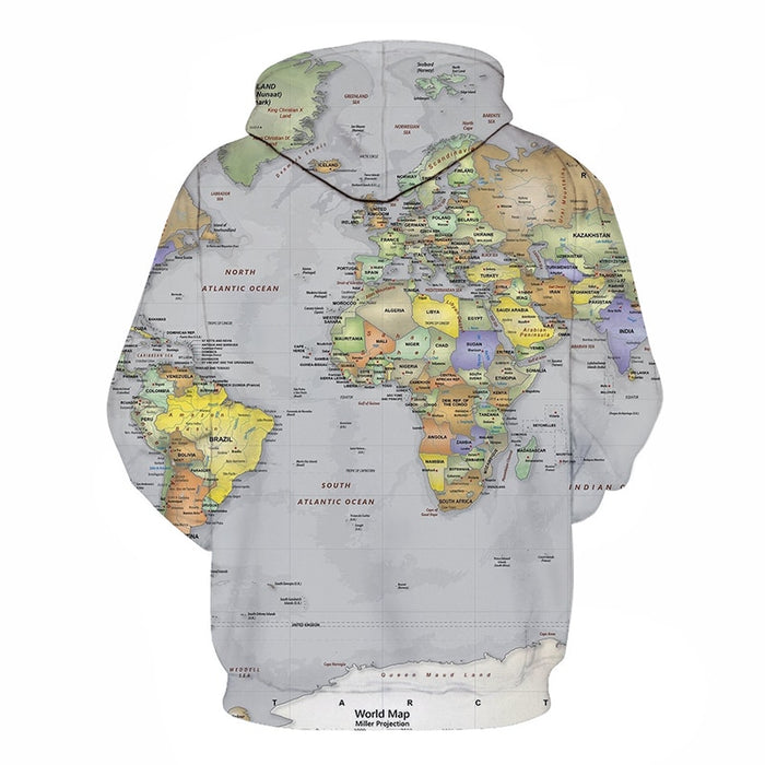 Grey World Map Hoodie