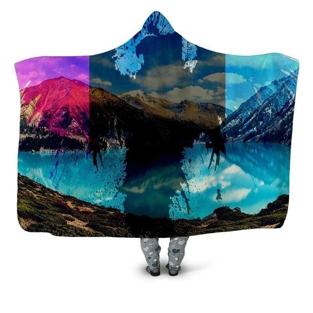 Colorful Mountain View Blanket Hoodie