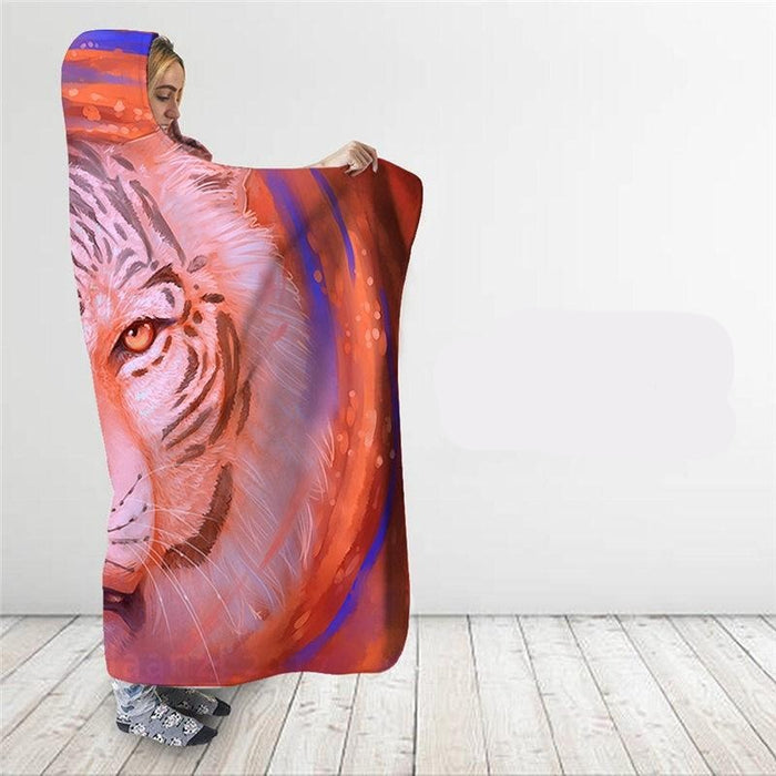 Blue & Orange Tiger Blanket Hoodie