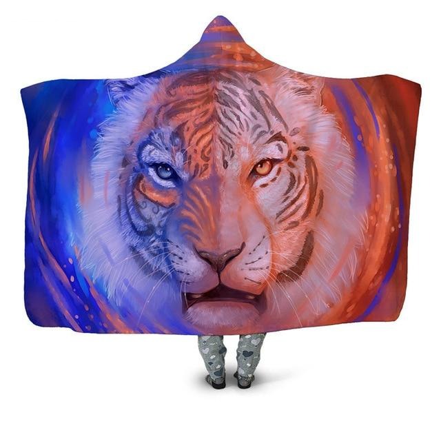 Blue & Orange Tiger Blanket Hoodie