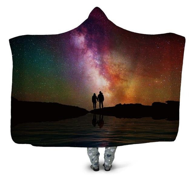 Northern Lights Couple Blanket Hoodie
