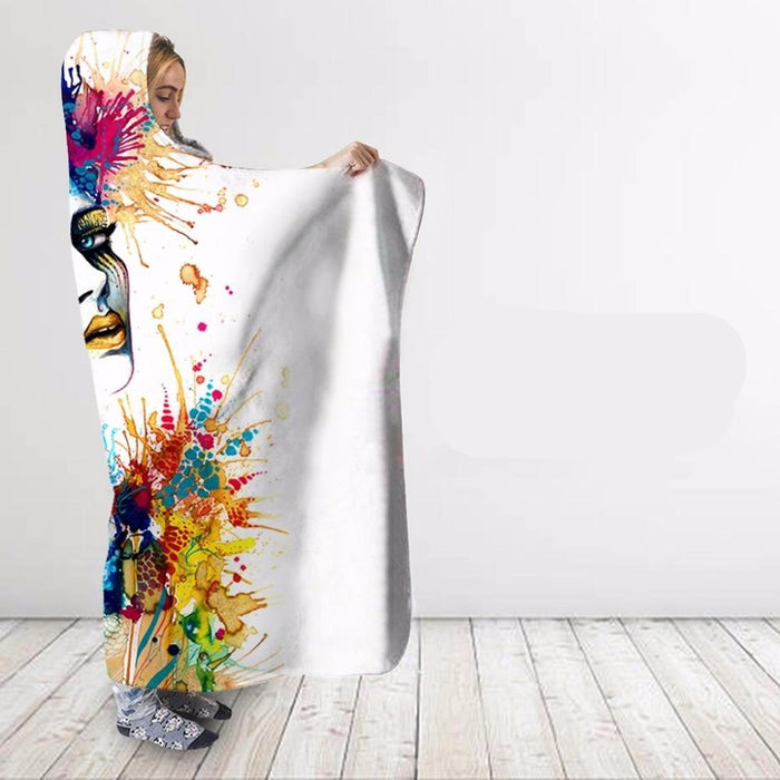 Colorful Beautiful Lady Blanket Hoodie