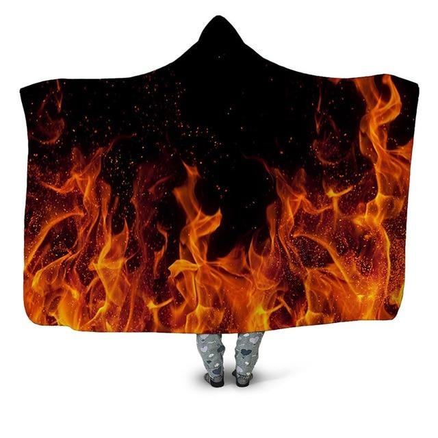 Red Flames Blanket Hoodie