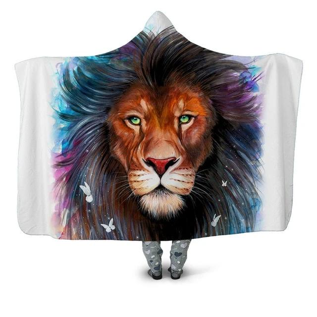 Colorful Lion & Butterflies Blanket Hoodie