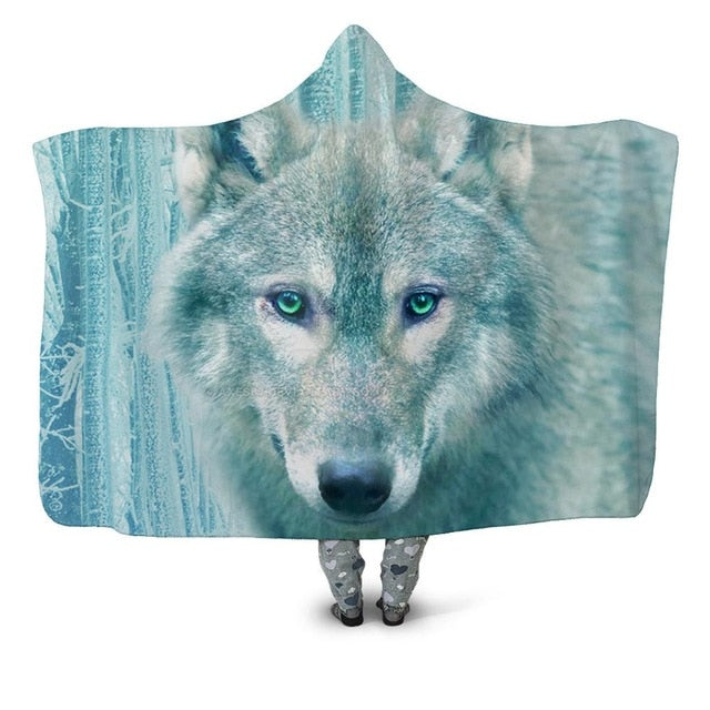 Icey Wolf Blanket Hoodie