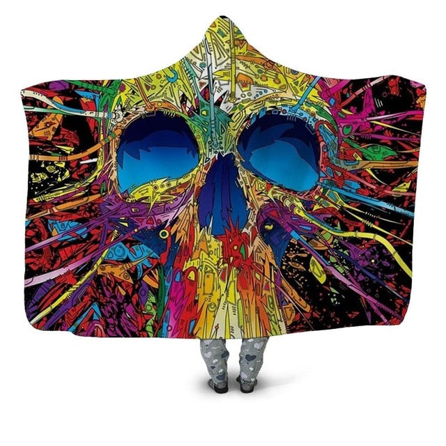 Colorful Vibrant Skull Blanket Hoodie