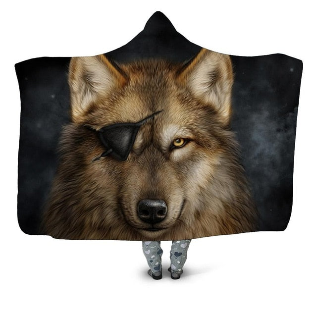 One Eyed Wolf Blanket Hoodie