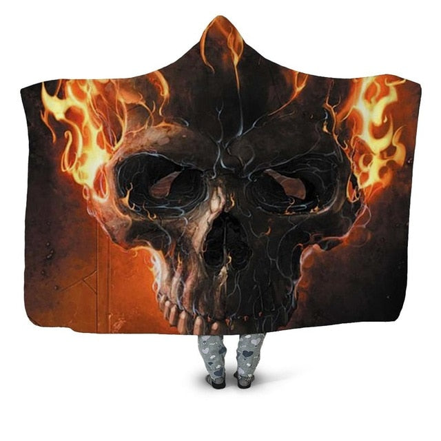 Fire Skull Blanket Hoodie