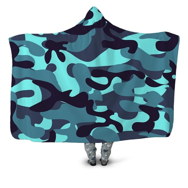 Bright Blue Camo Blanket Hoodie