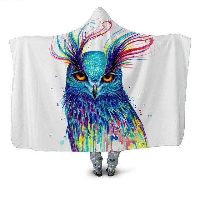 Colorful Owl Blanket Hoodie