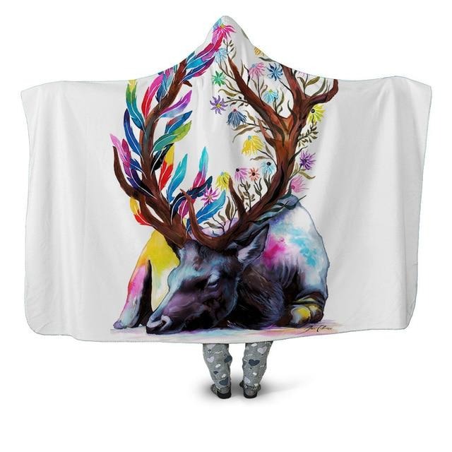 Colorful Deer Memories Blanket Hoodie
