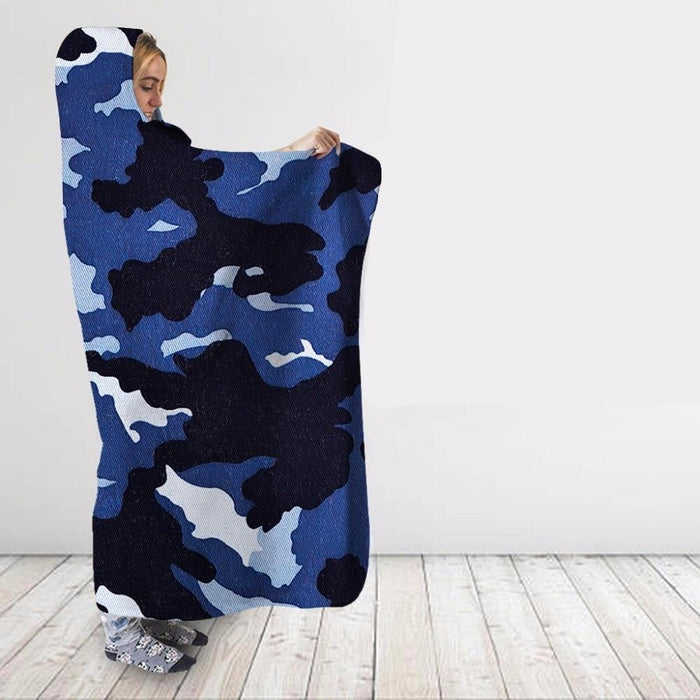 Navy Blue Camo Blanket Hoodie