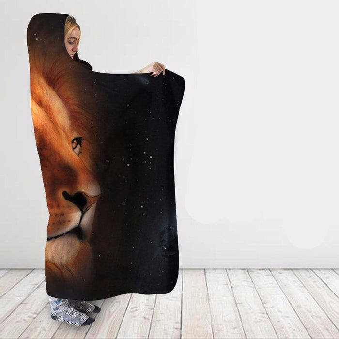 Lion in Space Blanket Hoodie