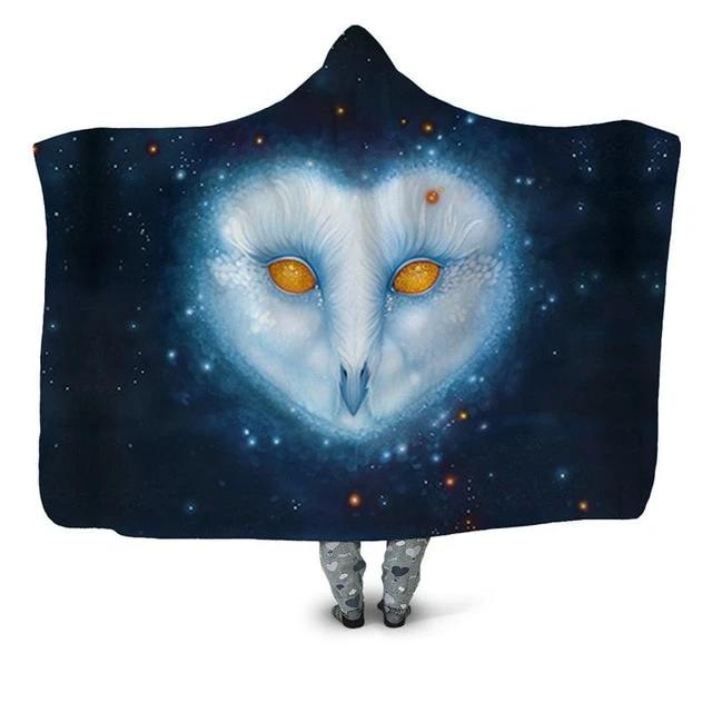 Galaxy Stars Owl Blanket Hoodie