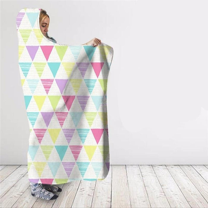 Pastel Triangle Print Blanket Hoodie