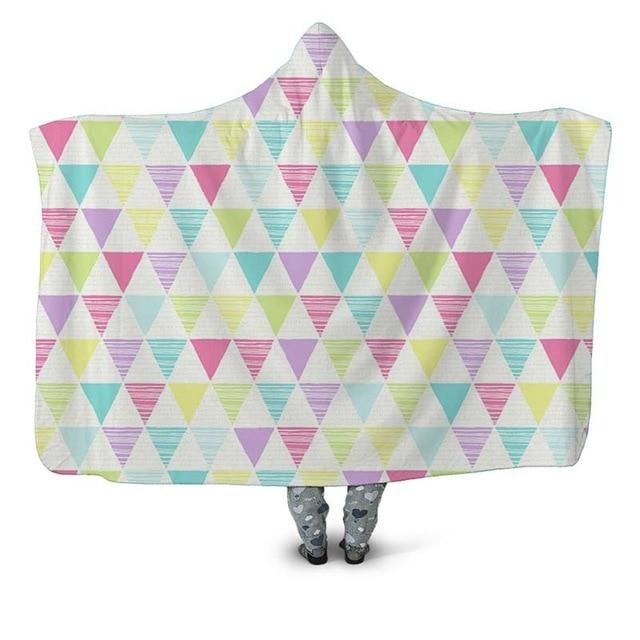Pastel Triangle Print Blanket Hoodie