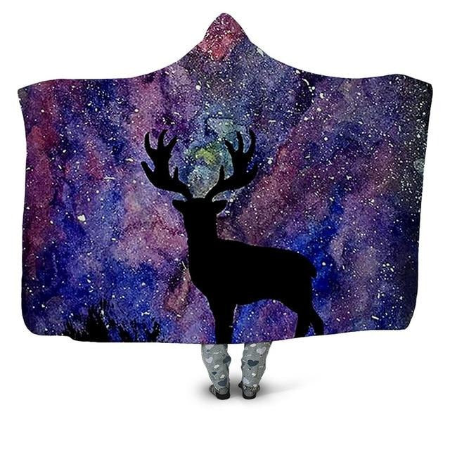 Galaxy Black Deer Blanket Hoodie