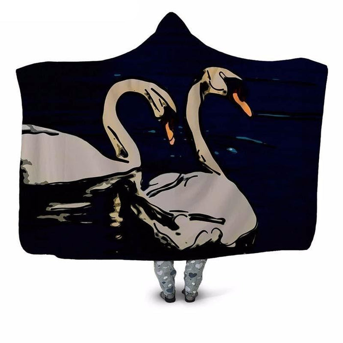Swan Print Blanket Hoodie