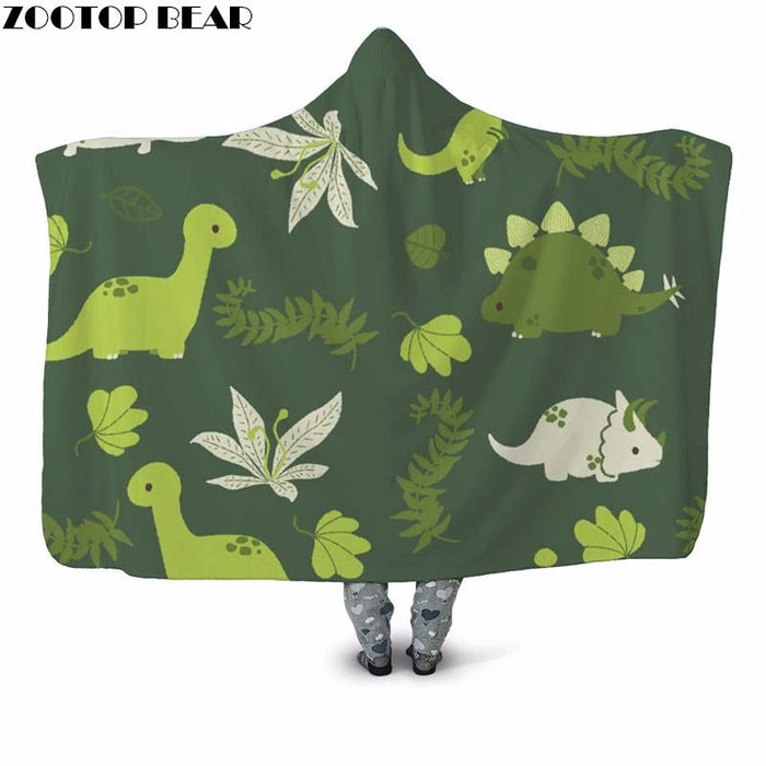 Green Baby Dinosaurs Blanket Hoodie