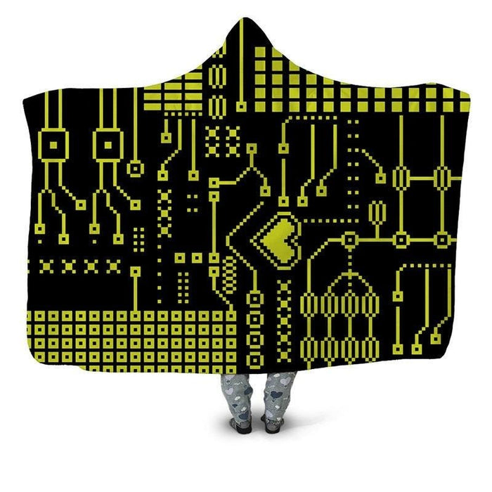 Neon Circuit Grid Blanket Hoodie