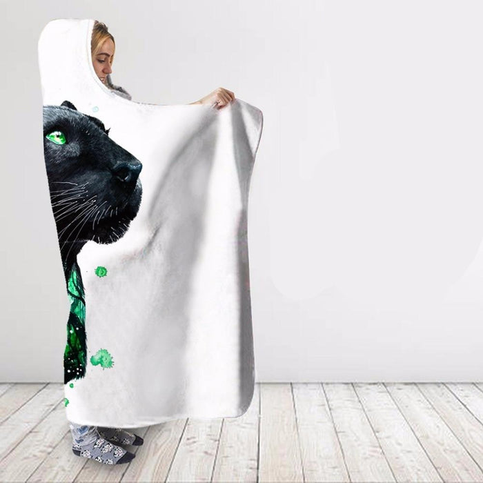 Panther Green Forest Blanket Hoodie
