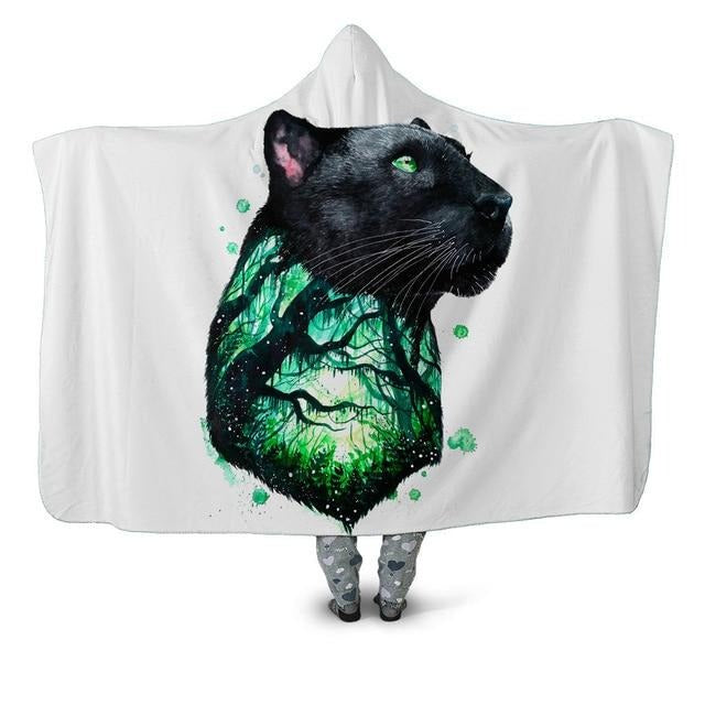 Panther Green Forest Blanket Hoodie