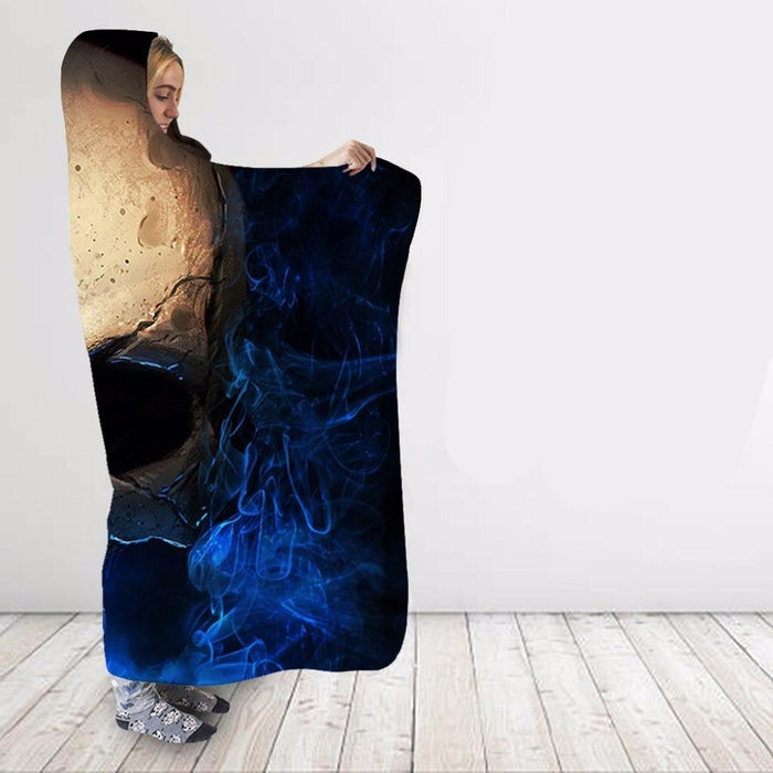 Blue Smoke Skull Blanket Hoodie