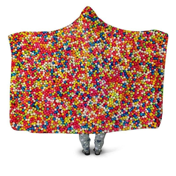 Rainbow Sprinkles Print Blanket Hoodie