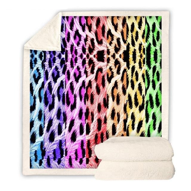 Rainbow Leopard Print Blanket Quilt