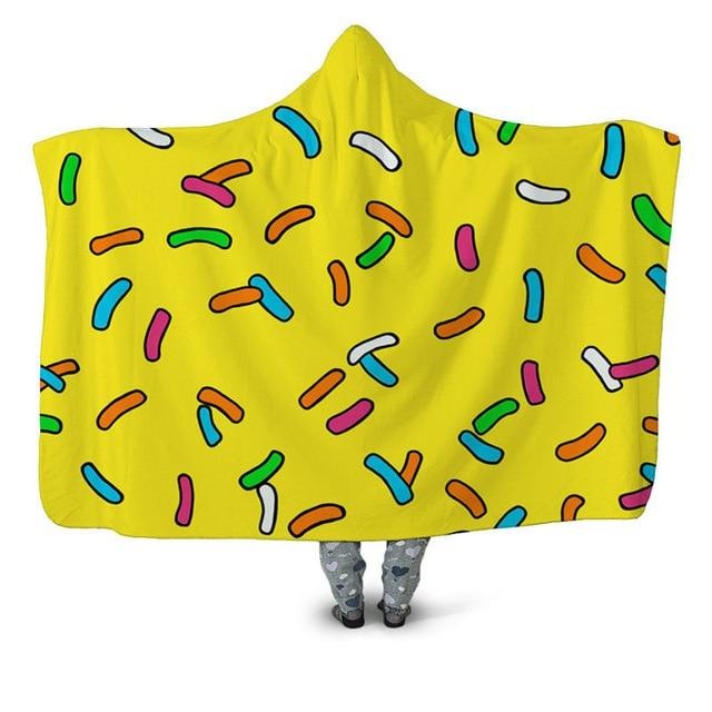 Yellow Sprinkles Print Blanket Hoodie