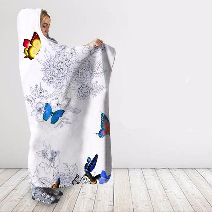 Colorful Butterflies Blanket Hoodie